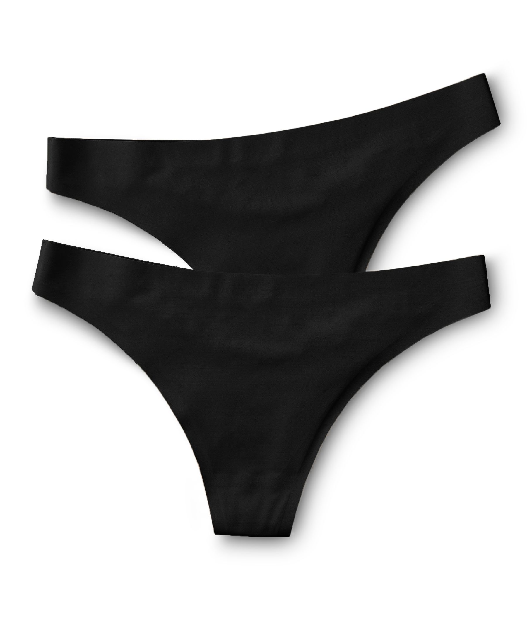 No Show Clear Strap Thong Panty - Black