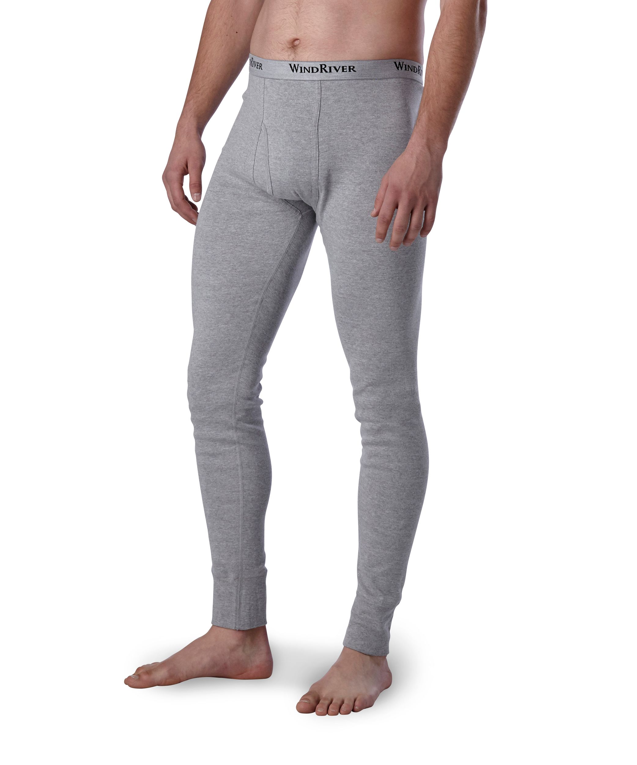 WindRiver Men's FRESHTECH Unlined Combed Cotton Thermal Knit Long Underwear  Pants - Grey