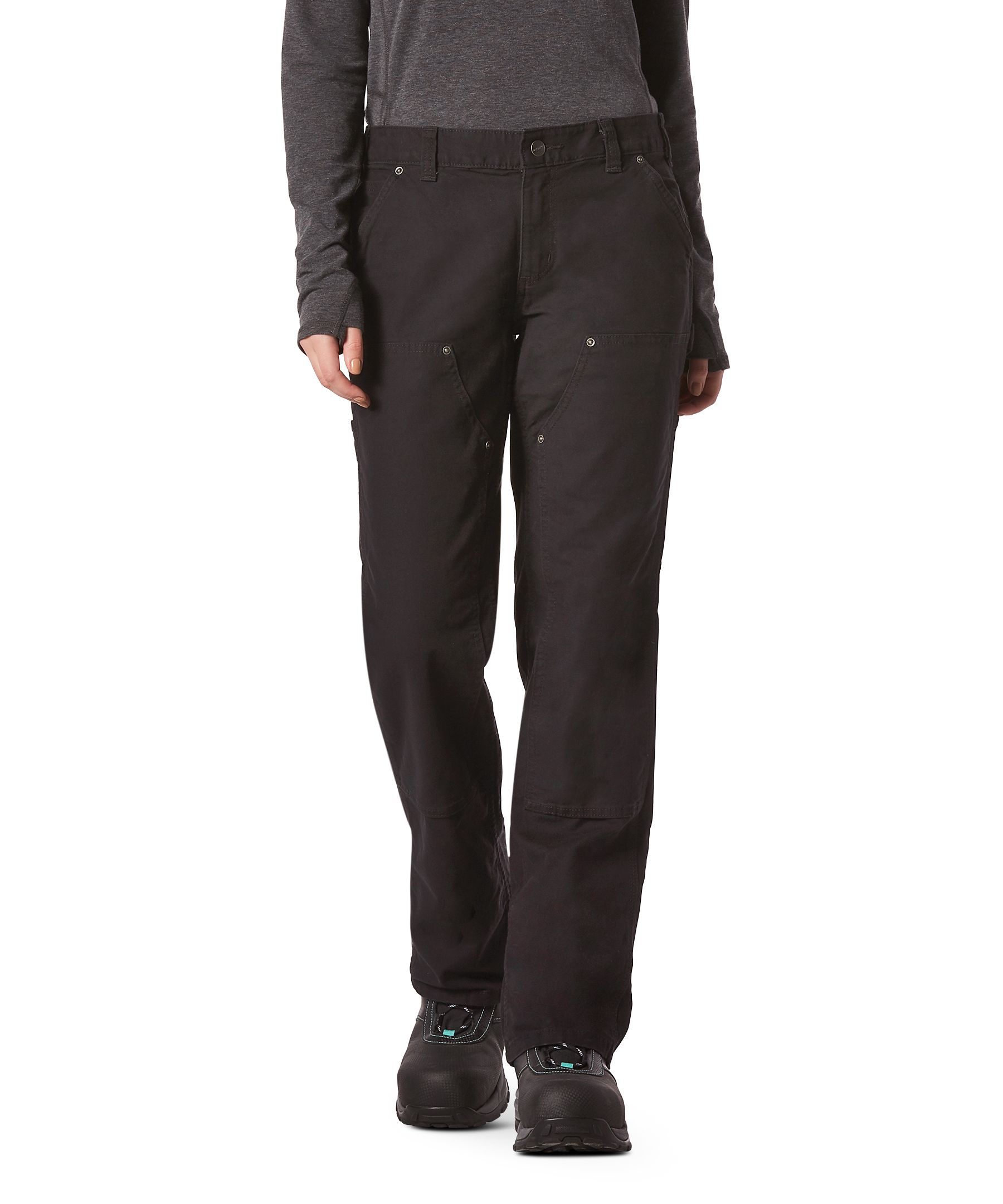 Carhartt Women's Rugged Flex High Rise Loose Fit Canvas Double Front Work  Pants - Black