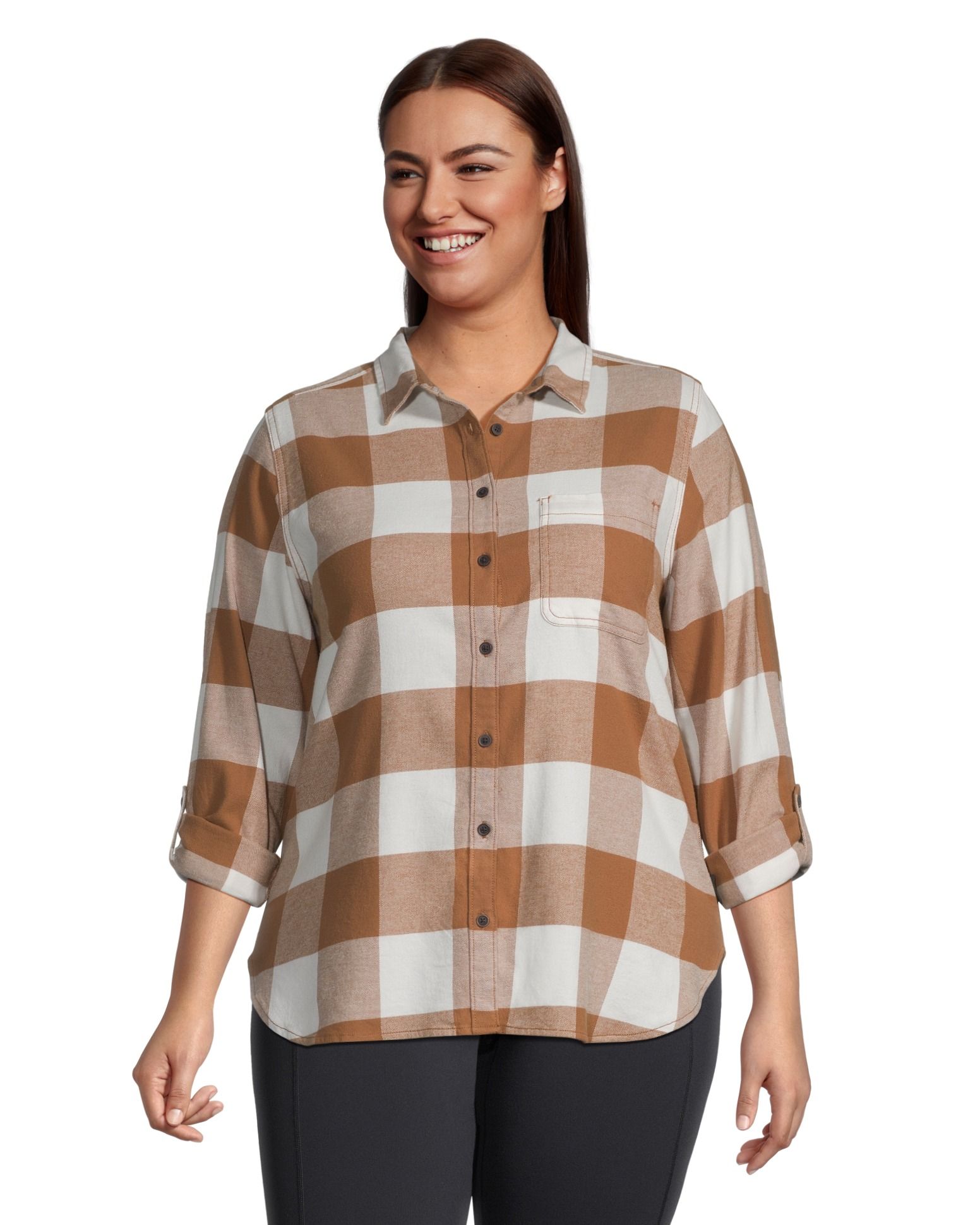 WindRiver Women's Semi-fit Long Sleeve Button Up Soft Brushed